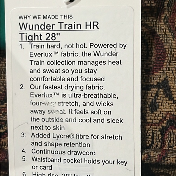 LULULEMON WUNDER TRAIN HIGH RISE TIGHT 28” GREEN COLOR SIZE 10 NWT - Picture 3 of 8